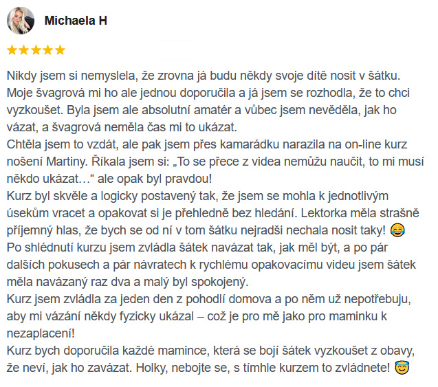 recenze na kurz jednoduše nosíme děti v šátku